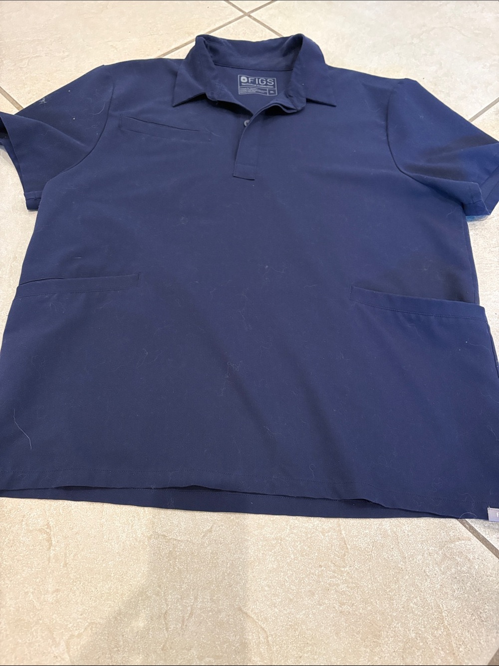 Figs Men’s Navy Polo Scrub Shirt